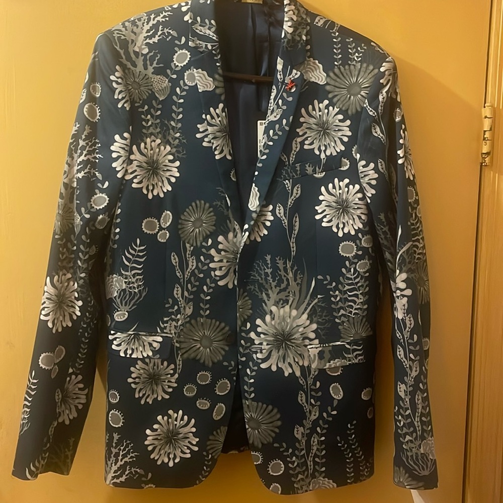 Patricia Pepe blue grey white blazer 52 European cut 42 reg
